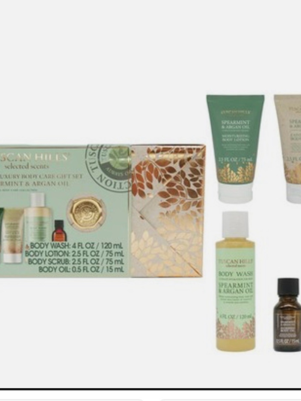 Tuscan Hills Spearmint & Argan Oil Body Wash Gift Set - Mint Green